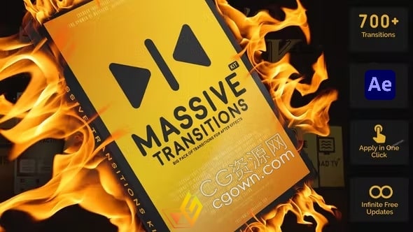 米松独家Massive Transitions AE脚本扩展预设包750+种视频转场过渡效果