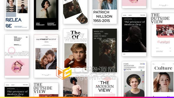 AE模板-简约风格社交媒体形象介绍适合设计杂志时装行业新闻事件