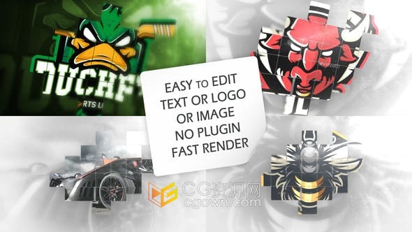 拼接变换LOGO标志文字拼图动画效果视频AE模板下载