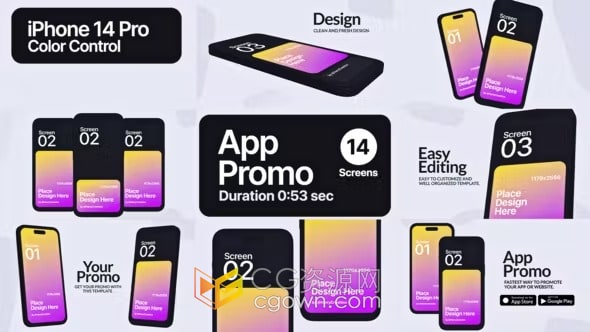 App Promo AE模板手机应用程序推广宣传介绍视频
