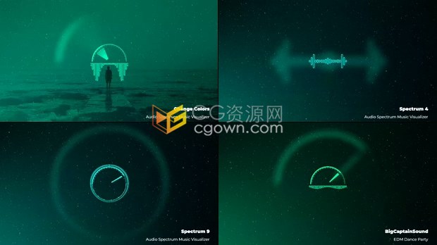 AE模板制作音乐波形可视化频谱动画背景包括手机竖屏幕效果