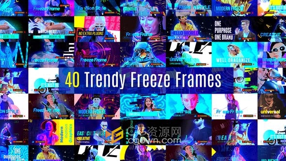 40种冻结帧定格动画介绍创意视频效果AE模板免费下载