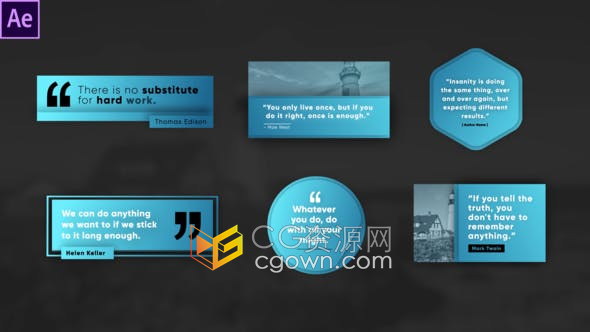 AE模板-时尚视频字幕条引用图形动画背景6种效果