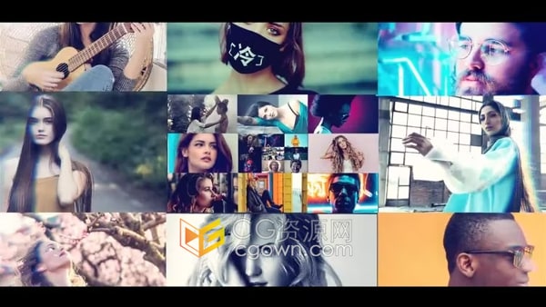 AE模板-可容纳100张照片快节奏时尚动画宣传相册片头