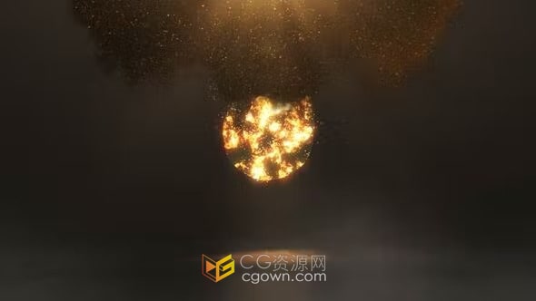 AE模板-动态动画火球盘旋强大冲击波标志火焰LOGO
