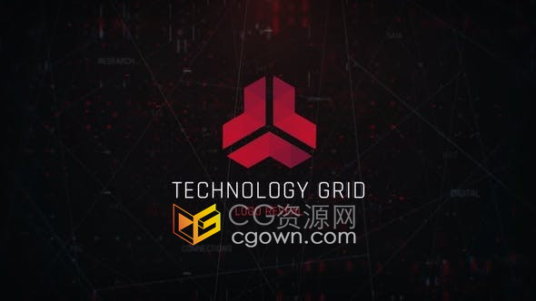 AE模板-网络科技公司标志视频片头线条 网格动画Technology Grid Logo