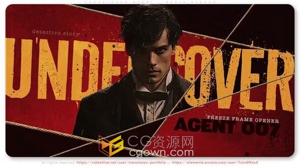 棕褐色纸张纹理定格动画卧底特工侦探间谍电影媒体开场-AE模板