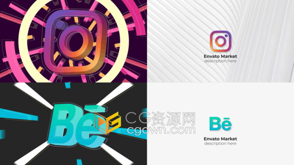 AE模板-3D Logo扁平三维标志动画视频片头效果