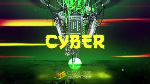 AE模板-赛博朋克科幻场景标志3D未来机械动画片头