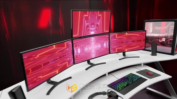 AE模板-游戏设置3D场景游戏频道直播介绍开场白