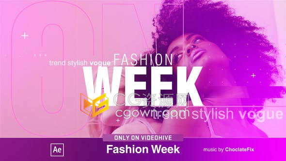 Fashion时装周动态介绍魅力潮流彩色图形动画开场宣传视频片头-AE模板下载