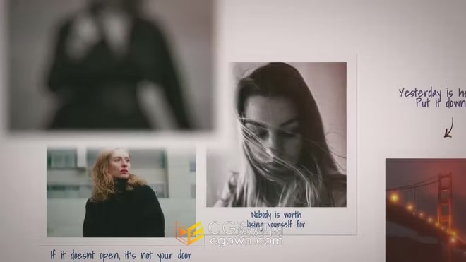 AE照片模板-柔和漏光简单文字动画平滑过渡效果浪漫视频相册