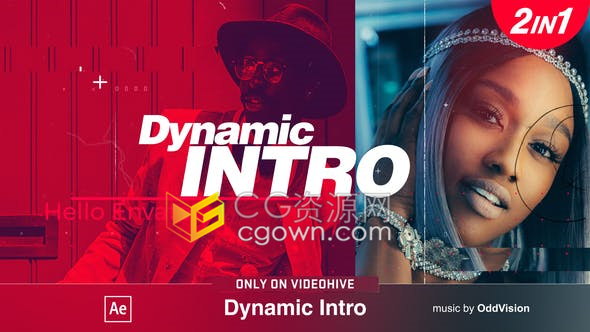 动态快速节奏故障简介现代开场幻灯片标题图片动画宣传视频片头-AE模板下载