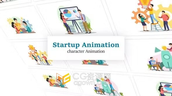 AE模板-互联网公司信息图形展示MG角色场景动画元素包