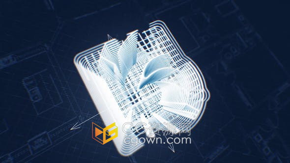 AE模板-3D网格蓝图施工建筑公司标志效果动画视频