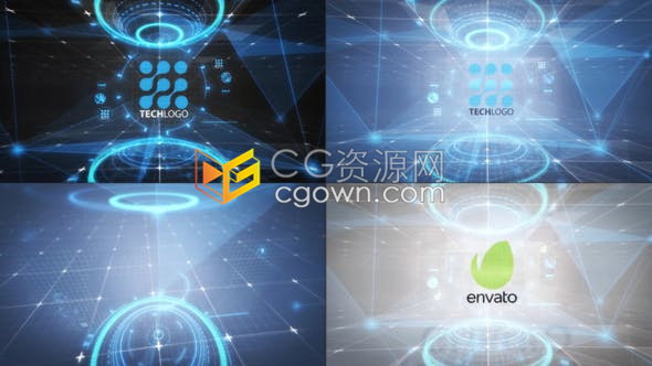 AE模板下载高科技全息显示图形动画LOGO动画网络技术互联网游戏企业视频