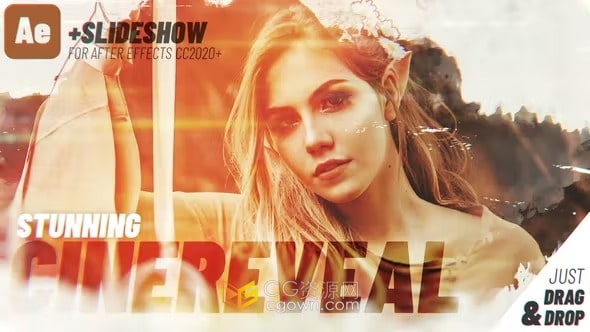 AE模板-梦幻唯美笔刷墨水效果浪漫婚礼请柬视频相册