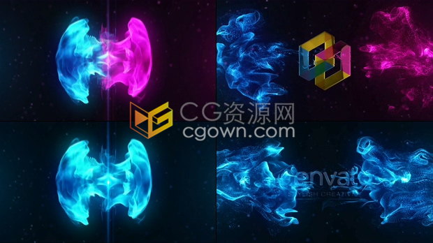 流动水母粒子爆炸漩涡拖尾特效演绎LOGO片头视频动画效果-AE模板下载