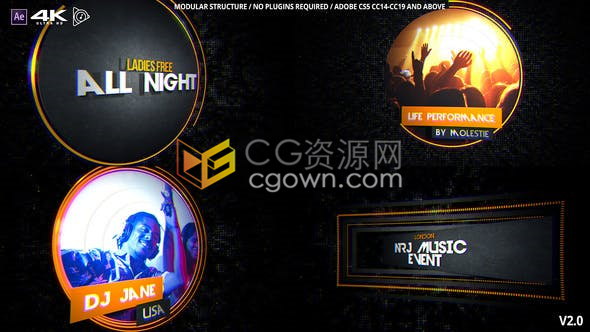 流行歌曲音乐活动宣传表演开幕式乐队DJ舞蹈俱乐部介绍视频制作-AE模板下载