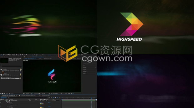 LOGO颜色流动烟雾快速移动冲击极限运动汽车比赛宣传视频片头-AE模板下载