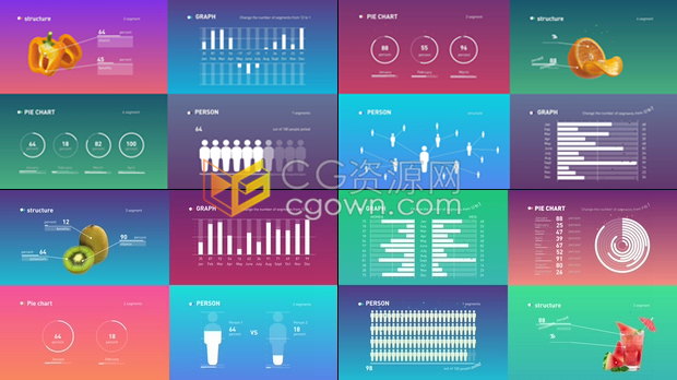 公司数据分析Infographic信息图表饼图条形图统计图表演示介绍视频动画制作-AE模板下载
