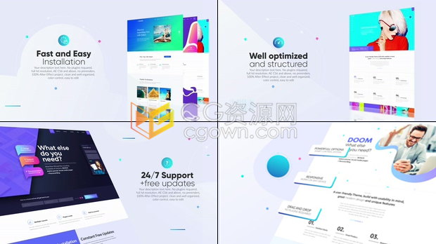 AE模板下载网站页面主题设计介绍展示Web开发Seo服务推广视频效果制作