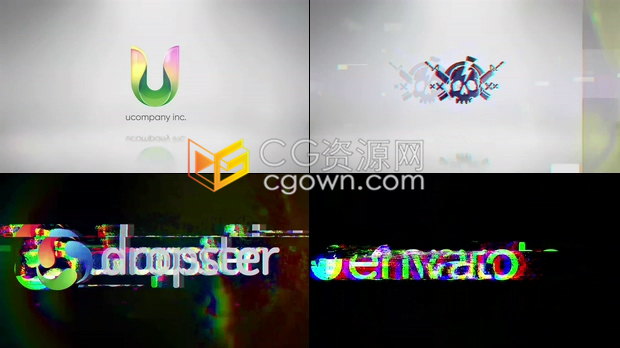 Glitch效果LOGO动画故障rgb抽搐错误坏信号游戏科技介绍视频片头-AE模板下载