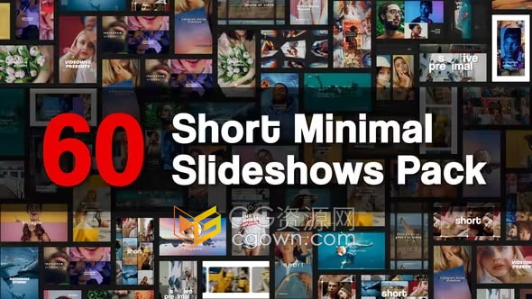 60套社交媒体短视频照片快速制作幻灯片动画小视频AE模板