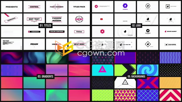 AE与PR模板下载创意图形动画文字标题排版视频字幕动态背景视频转场效果