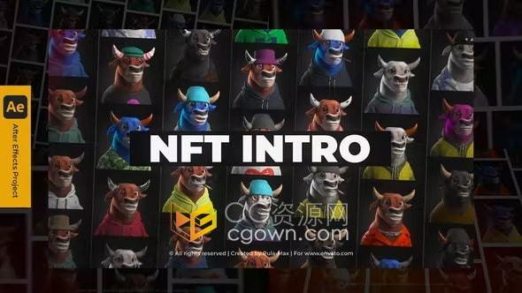 NFT领域出色角色动画介绍视频片头AE模板