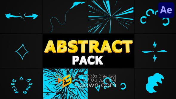 AE模板-Abstract Pack 10组卡通闪光形状动画MG素材效果
