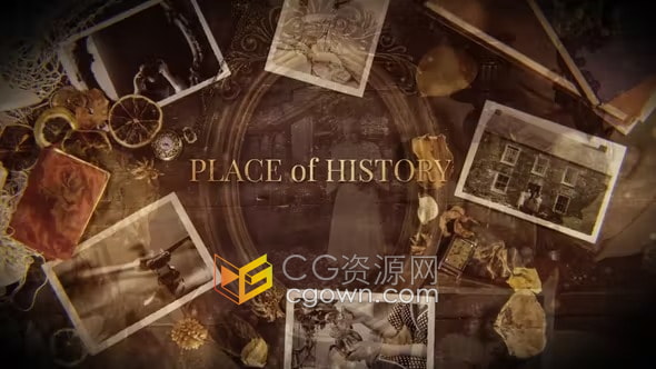 历史记录介绍AE模板旧老照片展示动画复古视频相册