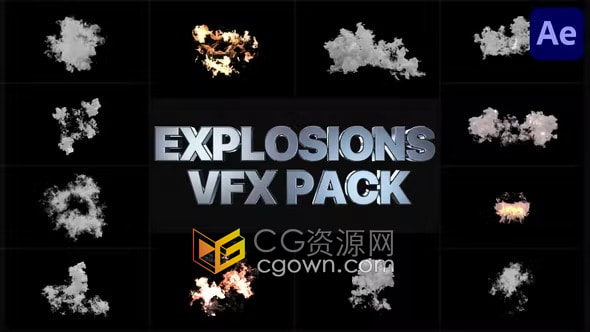 10种特效VFX爆炸燃烧火焰烟雾特效动画制作AE模板