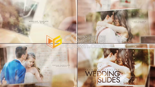 AE模板婚礼相册视频幻灯片制作Wedding金色光效奢华奖项典礼照片动画