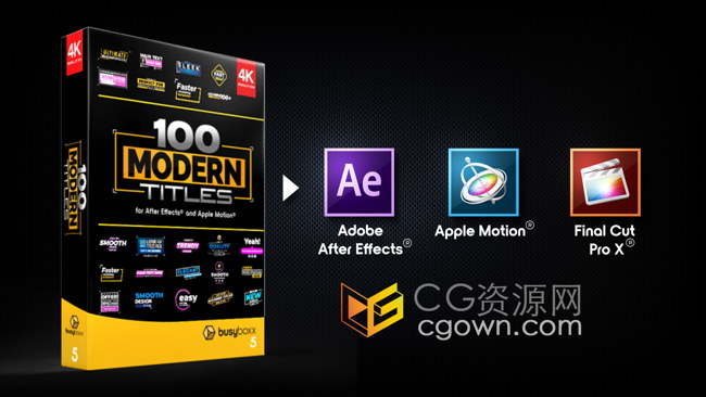 AE模板与FCPX插件-100种视频字幕条现代文字标题动画设计