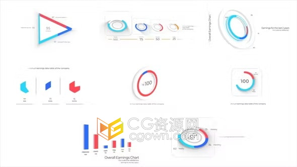 AE模板-8个彩色信息图表生态区域大数据分析业务演示信息图动画