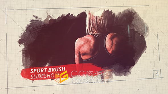 AE模板-笔刷水彩画展示照片动画幻灯片视频相册制作