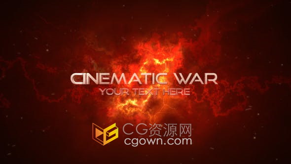 AE模板-红色粒子分形燥波冲击动画预告片制作战争战斗电影宣传