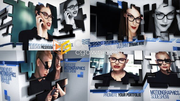 动态多屏幕视频墙3D新闻体育现代商业广告公司企业宣传-AE模板下载