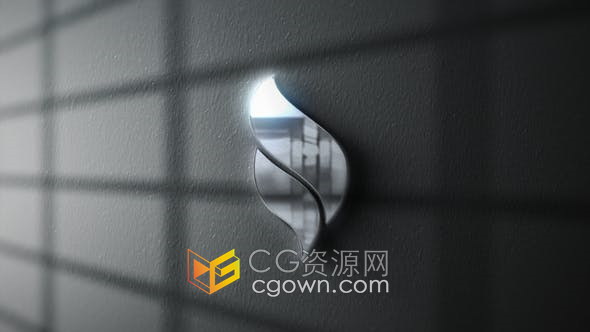 AE模板-墙上体积影子3D金属玻璃光面LOGO视频动画片头
