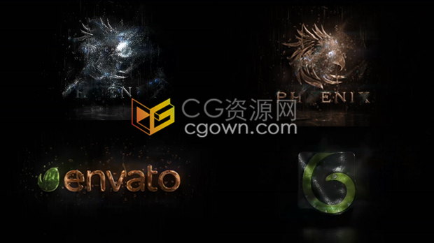 水珠滑落金属标志揭示粒子消散水滴状LOGO展示片头-AE模板下载