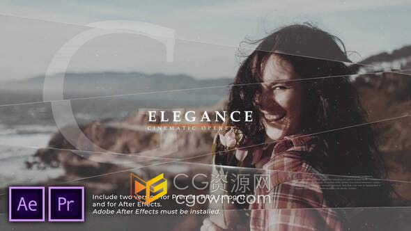 AE与PR模板-优雅幻灯片线条分割遮罩展示图片动画视频