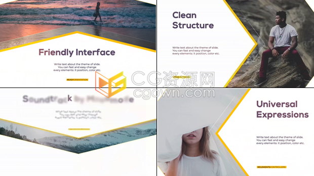 现代商务风格简约线条展示产品宣传公司业务演示作品幻灯片-AE模板下载