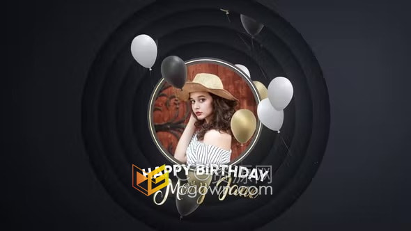 奢华金色粒子光斑动画公司员工集体生日会动态贺卡祝福视频AE模板