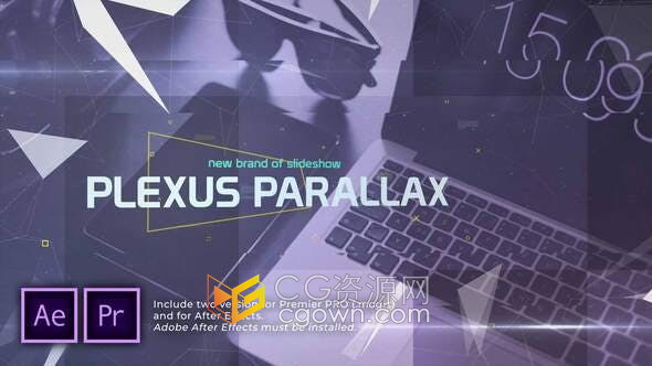 AE与PR模板-Plexus视差幻灯片高科技数字技术介绍科学实验室宣传视频