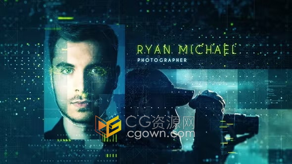 面容Face ID演示互联网企业高科技科幻Hud元素技术产品服务介绍-AE模板