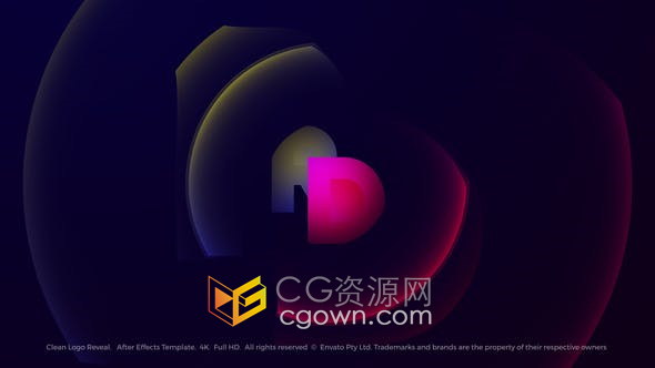 AE模板-圆形波浪图形动画遮罩标志动画片头视频Clean Logo