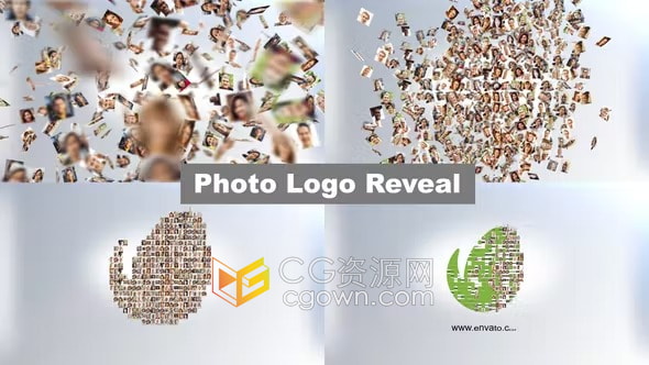 AE片头模板-简单实用大量照片汇聚成品牌标语LOGO标志动画