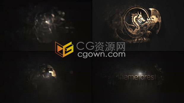 金色光泽金属LOGO粒子标志演绎奢华视频片头效果制作-AE模板下载