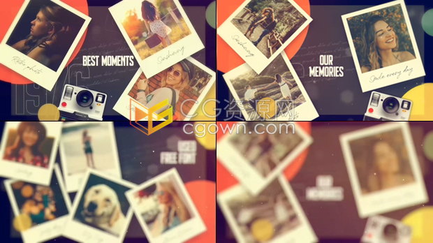 AE与PR模板制作优雅生日婚礼假期回忆家庭相册活动浪漫幻灯片复古照片动画视频